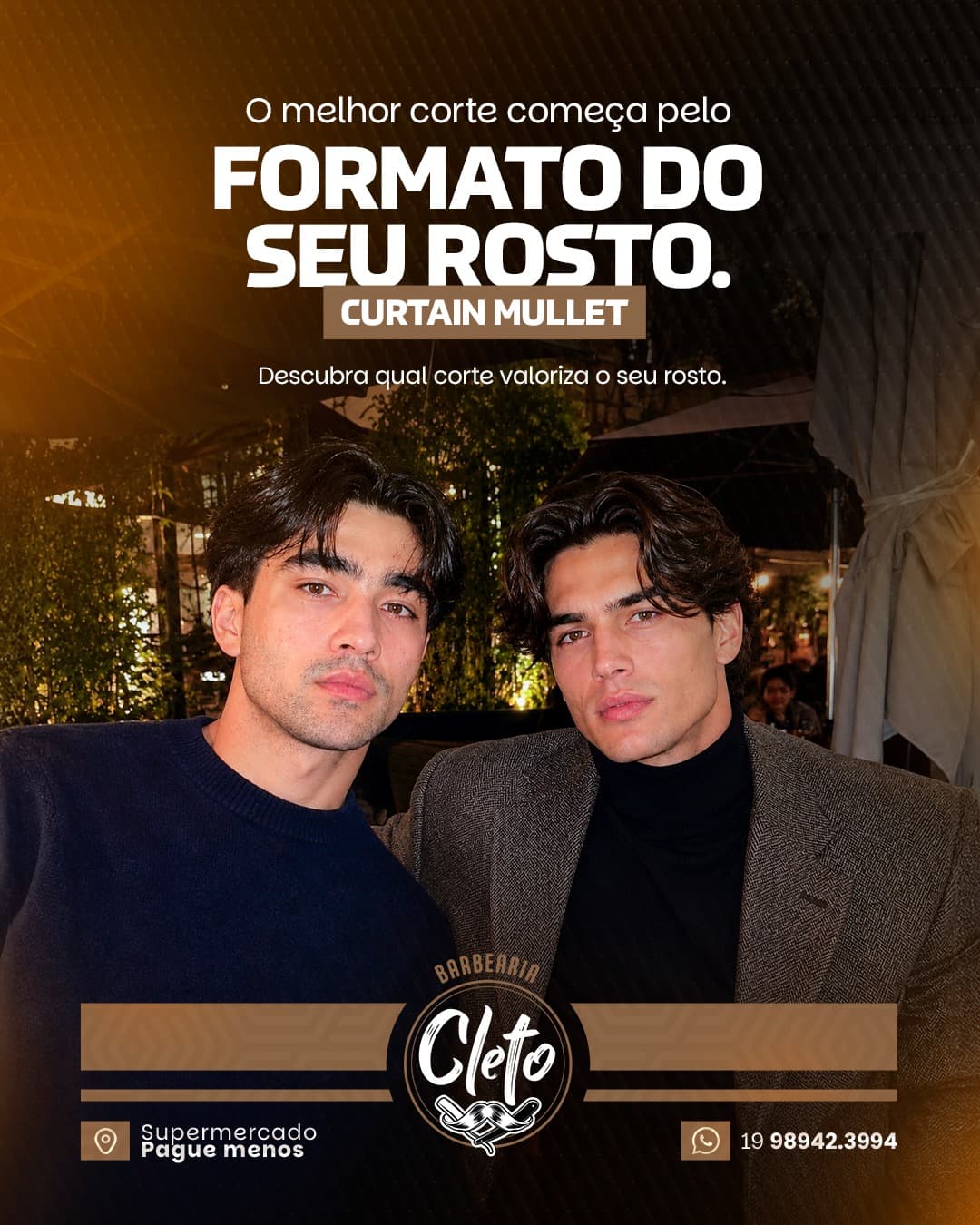 Post da Cleto sobre o Curtain Mullet, com dois clientes